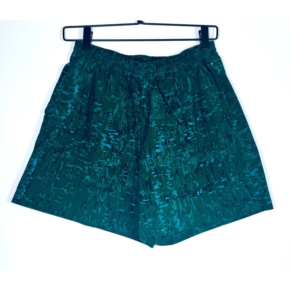 Outdoor Voices Running Shorts Mens Medium Green Abstract Lined Athletic Active